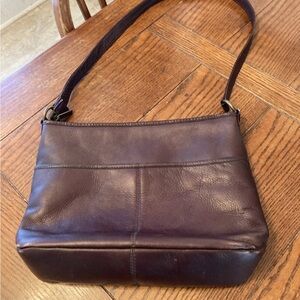 Vintage Le Donne Dark Burgundy Leather Shoulder Purse Bag 12x10x3